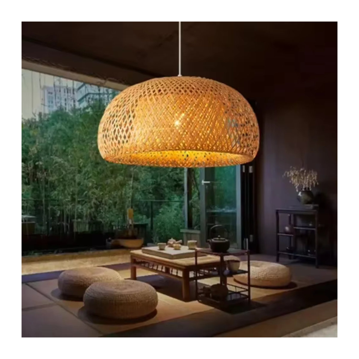 JOYINLED Pendelleuchte aus natürlichem Rattan und Bambus in Braun im Bohemian-Stil - Bild 5