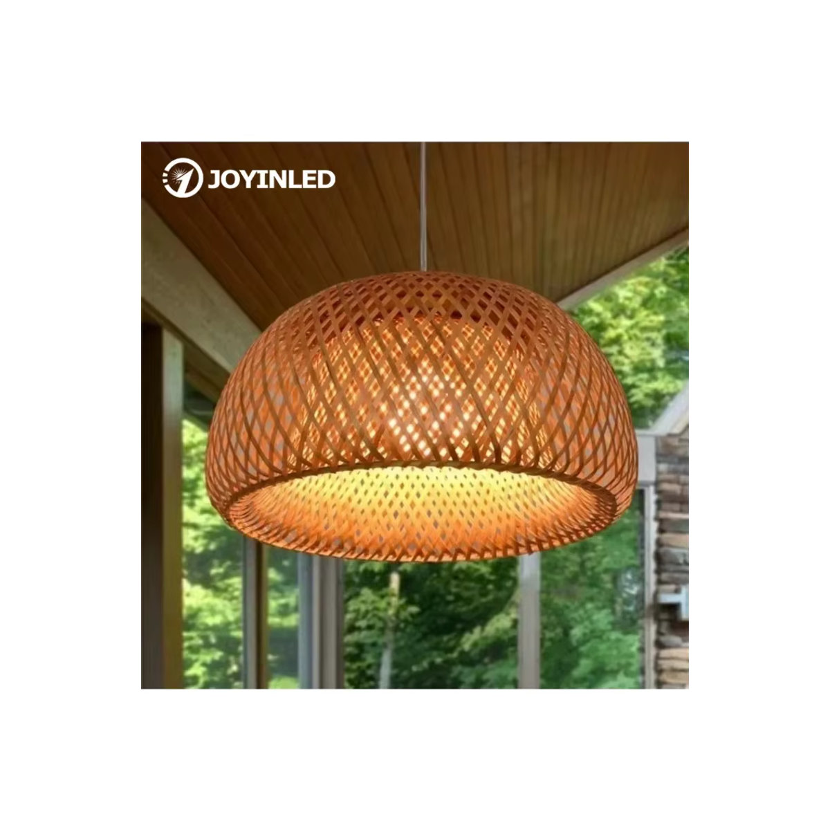 JOYINLED Pendelleuchte aus natürlichem Rattan und Bambus in Braun im Bohemian-Stil - Bild 7