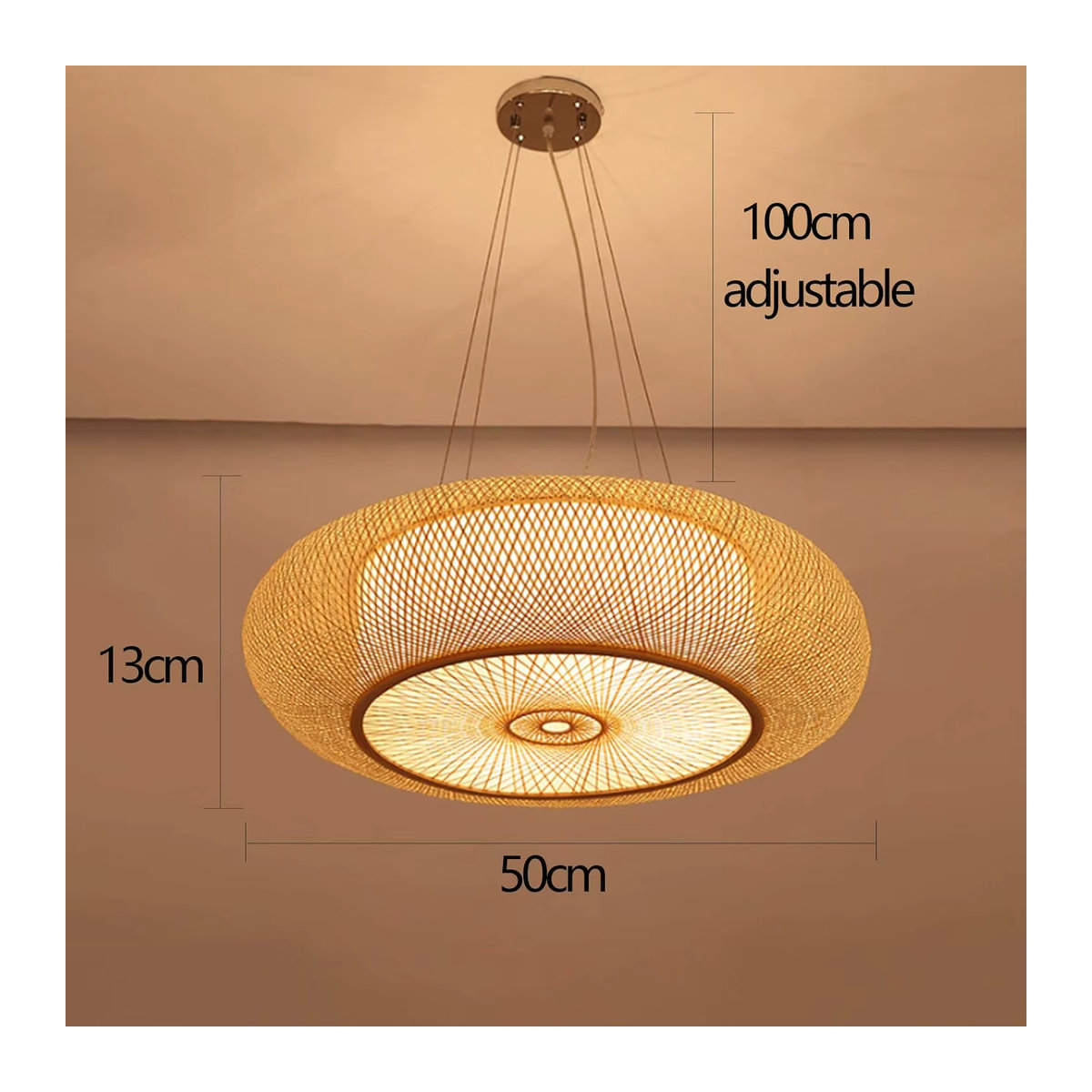 JOYINLED Pendelleuchte aus Rattan und Bambus im Retro-Bohemian-Stil für E27 Leuchtmittel in Natur - Bild 6