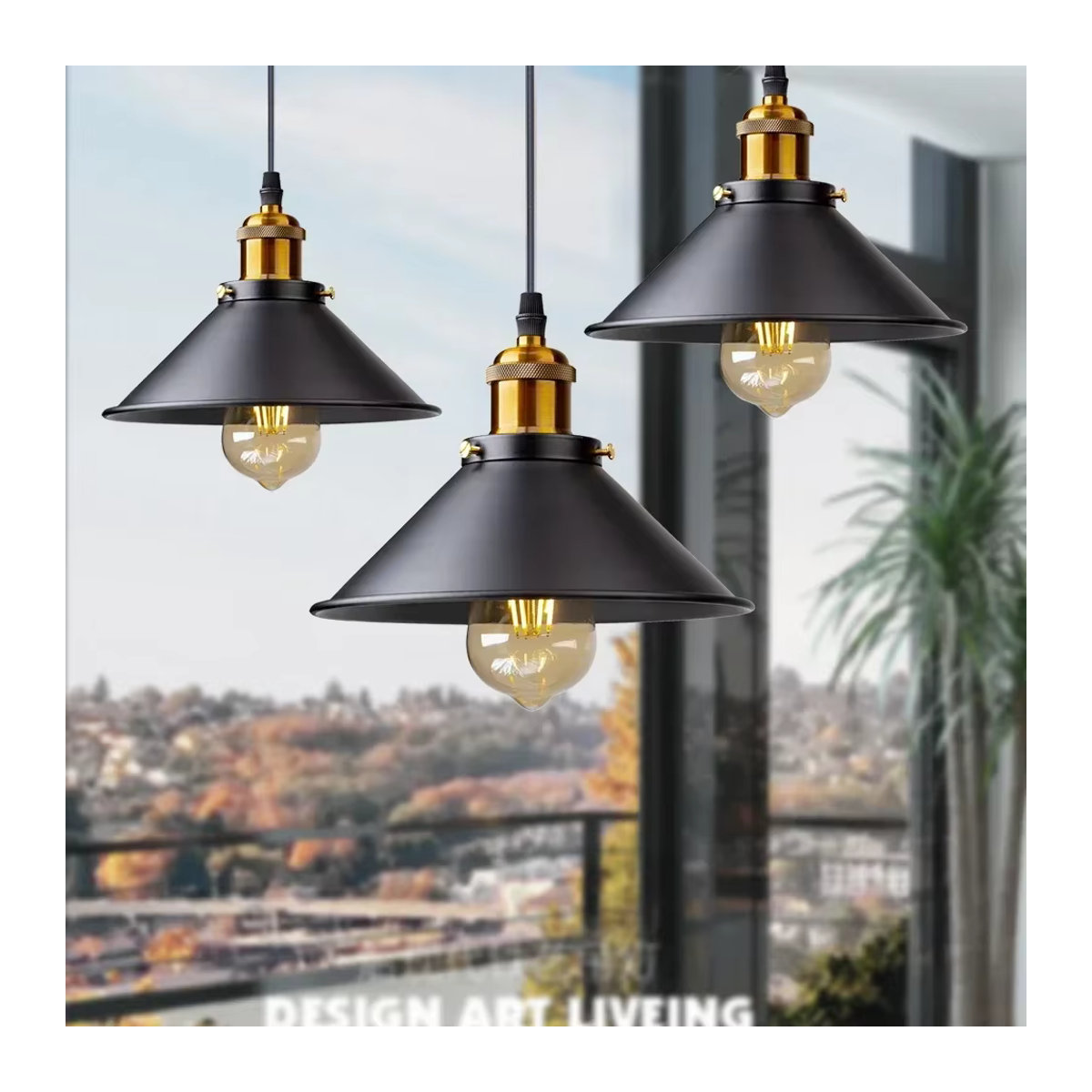 JOYINLED Pendelleuchte im Industrial Design mit 3 Köpfen, Retro Metall Hängelampe Schwarz, E27 Kronleuchter für Küche und Esszimmer - Bild 3