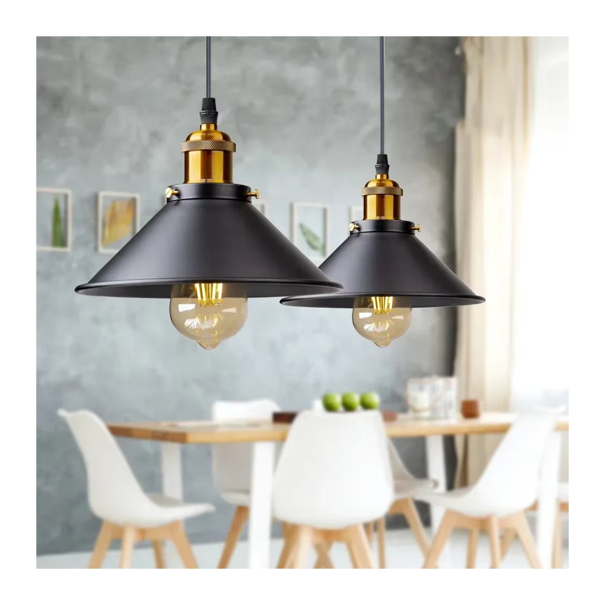 JOYINLED Pendelleuchte im Industrial Design mit 3 Köpfen, Retro Metall Hängelampe Schwarz, E27 Kronleuchter für Küche und Esszimmer - Bild 4