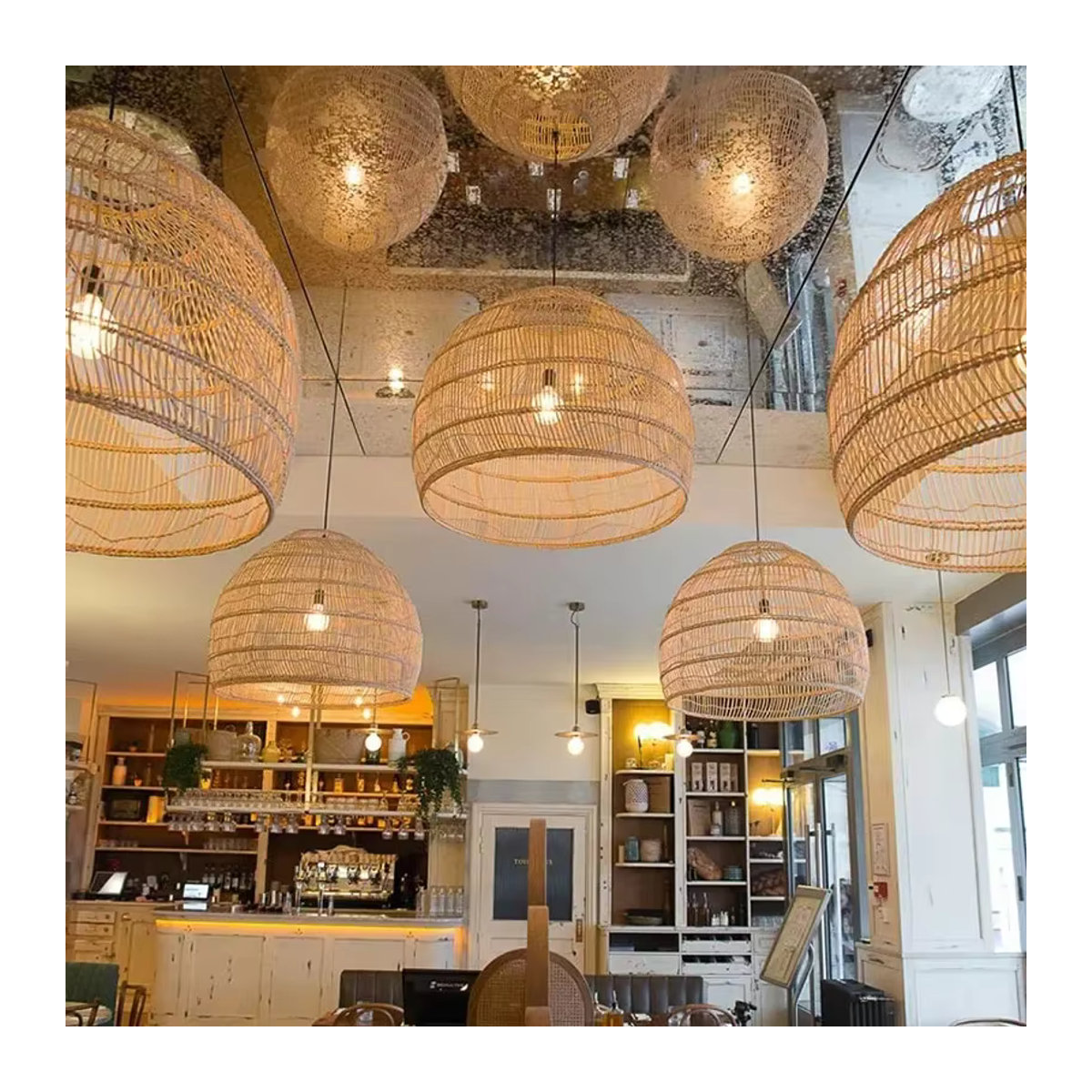 JOYINLED Rattan-Lampenschirm in Braun im modernen Bohemian-Stil als Deckenleuchte für Schlafzimmer, Hotel und Restaurant - Bild 3