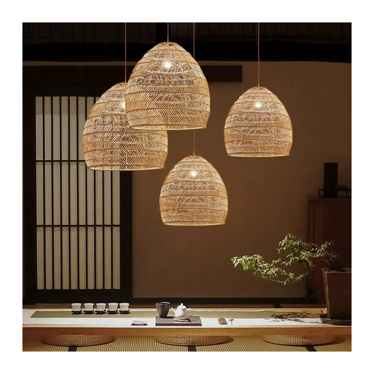 JOYINLED Rattan Pendelleuchte im Retro Bohemian Stil in Natur - Bild 5