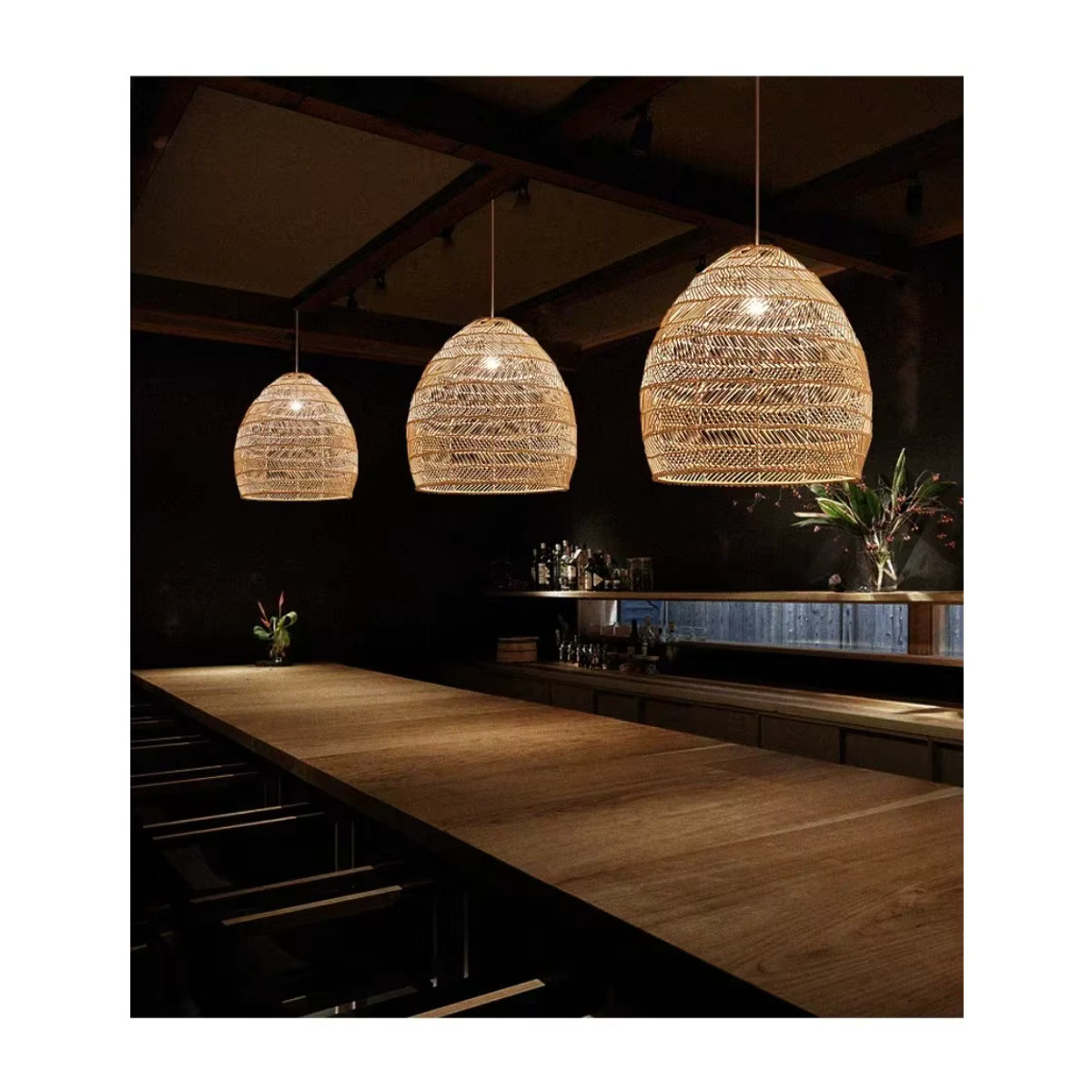 JOYINLED Rattan Pendelleuchte im Retro Bohemian Stil in Natur - Bild 6