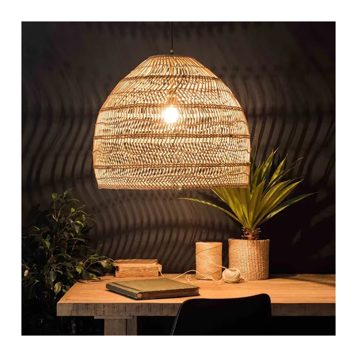 JOYINLED Rattan Pendelleuchte im Retro Bohemian Stil in Natur - Bild 7