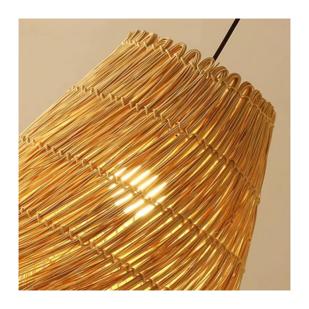 JOYINLED Retro Pendelleuchte aus Rattan mit E27 Fassung, handgewebter Bambus Lampenschirm in Kreisförmiger Strohhut-Optik - Bild 3