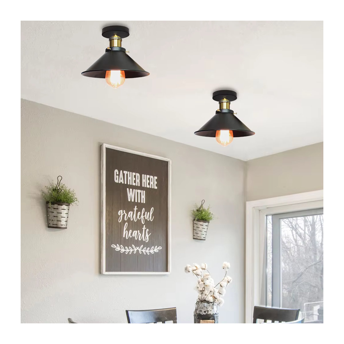 JOYINLED Retro Pendelleuchte im Industrial Design aus Metall, Schwarz, E27 - Bild 2