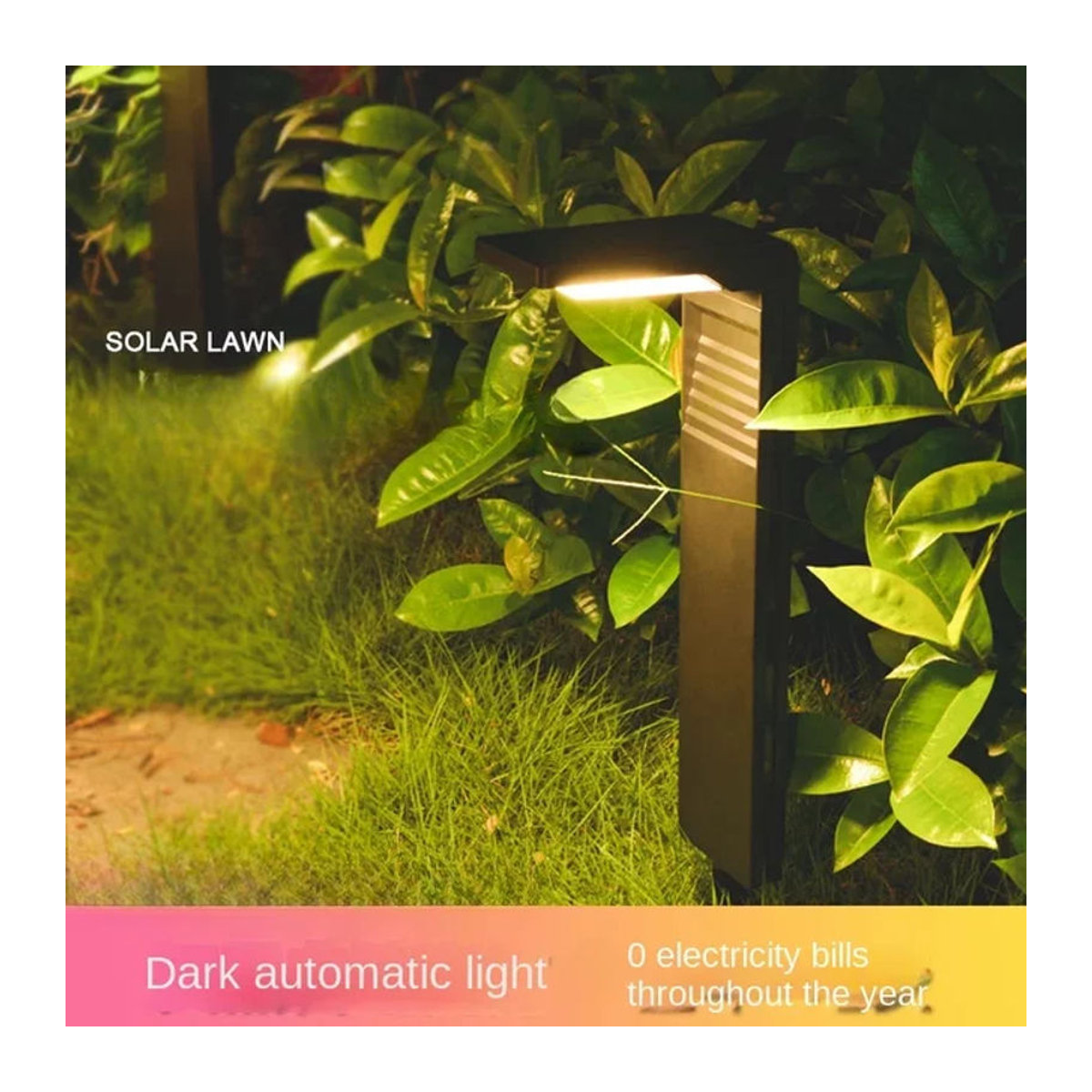 JOYINLED Solarleuchte Modern Schwarz Wasserdichte Solar Rasenleuchte für Garten und Landschaftsbau - Bild 1