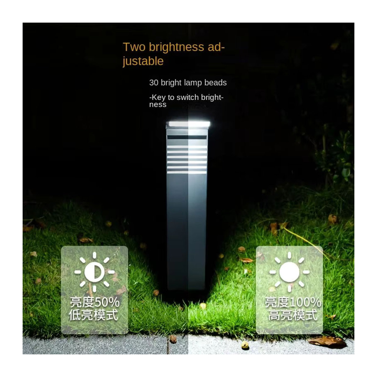 JOYINLED Solarleuchte Modern Schwarz Wasserdichte Solar Rasenleuchte für Garten und Landschaftsbau - Bild 4