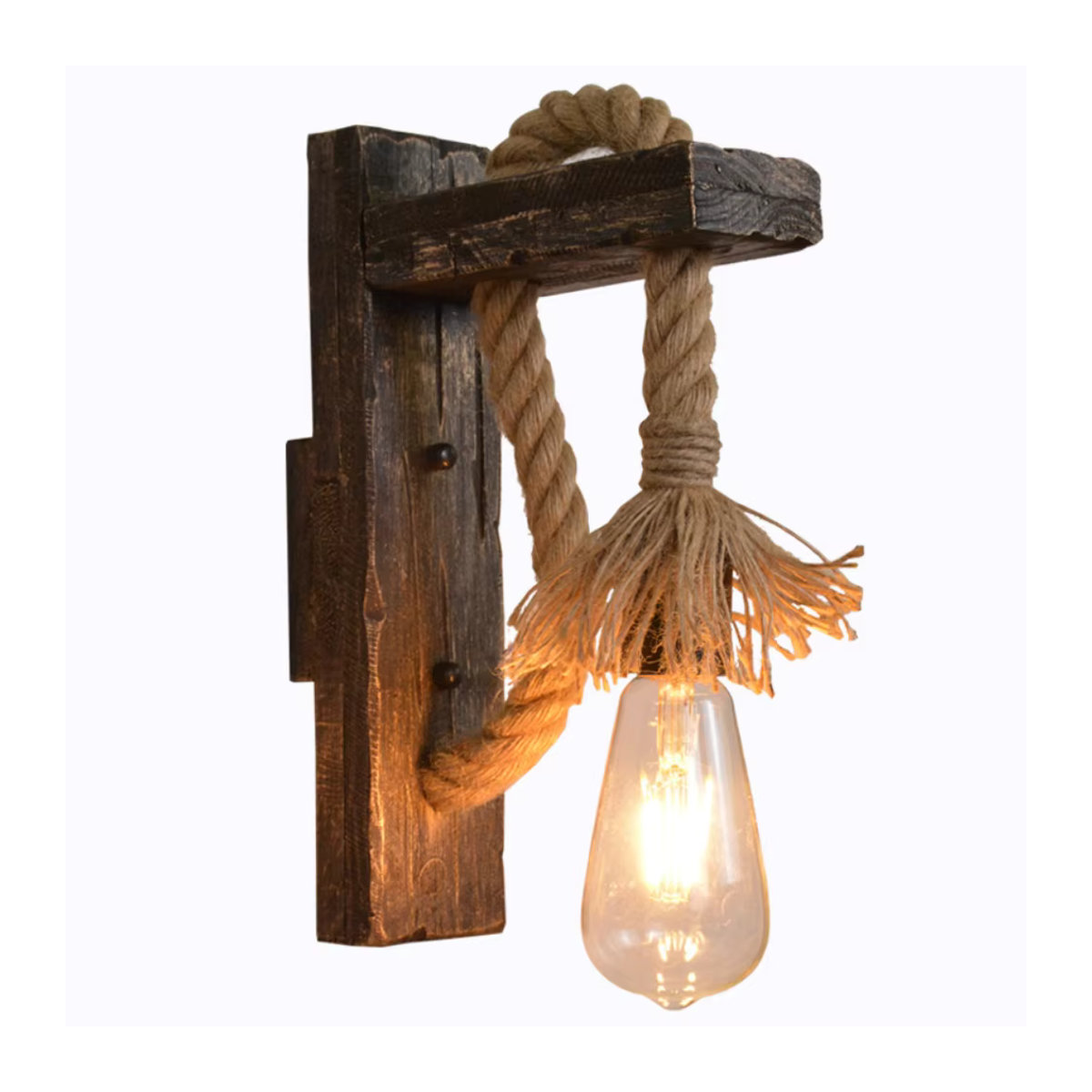 JOYINLED Vintage Wandlampe aus Holz in Braun im Industrial Retro Design - Bild 1