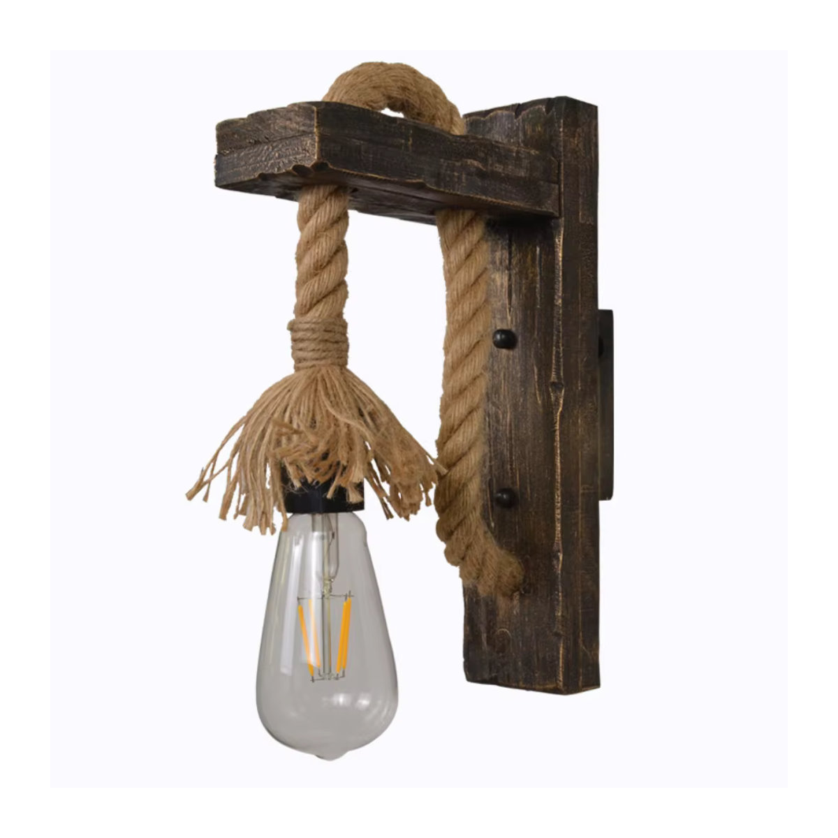 JOYINLED Vintage Wandlampe aus Holz in Braun im Industrial Retro Design - Bild 2