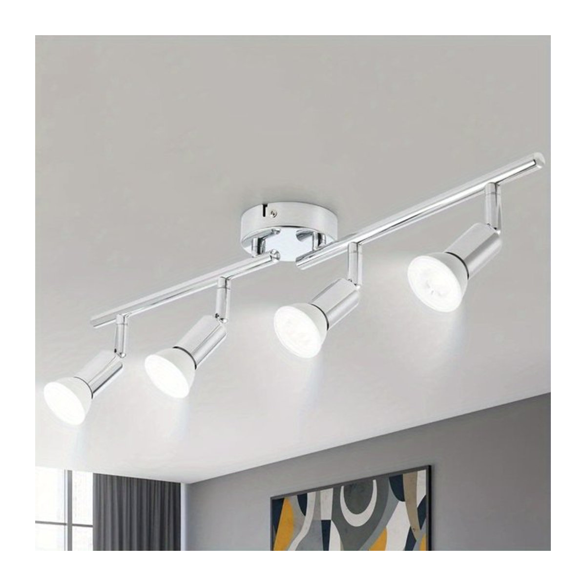 JOYON Drehbare 4-Flammen-LED-Deckenleuchte mit GU10 Spotlight Bar für Küche, Wohnzimmer und Schlafzimmer - Bild 1