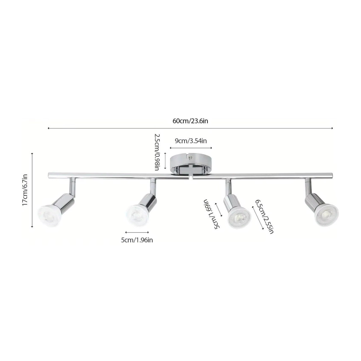 JOYON Drehbare 4-Flammen-LED-Deckenleuchte mit GU10 Spotlight Bar für Küche, Wohnzimmer und Schlafzimmer - Bild 2
