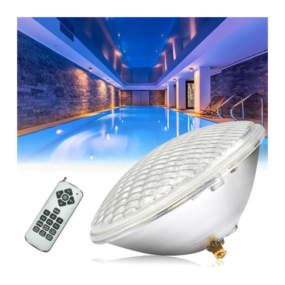 JOYPINJ IP68 PAR56 RGB LED Unterwasserlampe für Schwimmbad und Brunnen, 18W Außenstrahler in Weiß, Blau oder Bunt - Bild 3