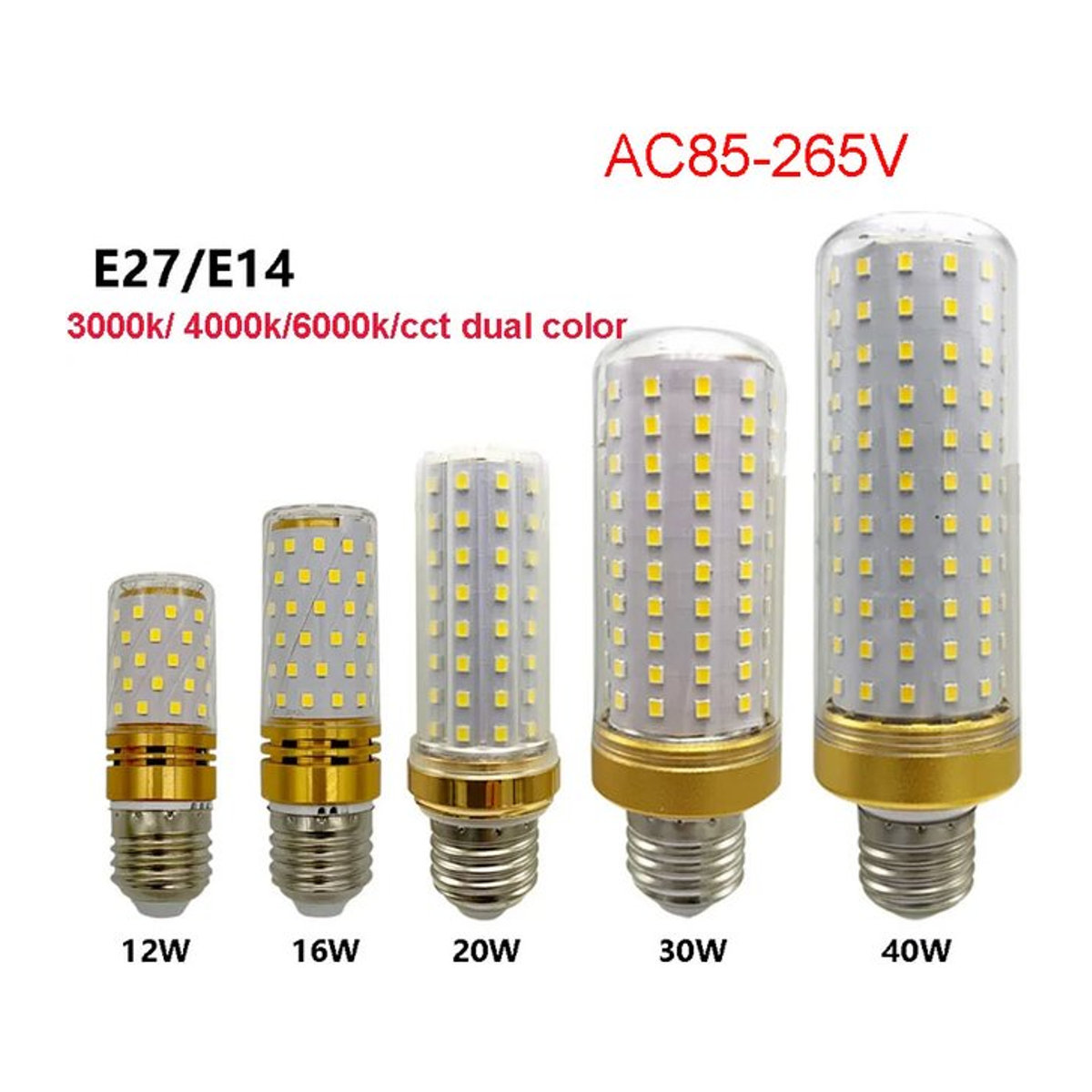 JOYPINJ LED Mais Licht für Kronleuchter E14 E27 Natural White 4000k 40W - Bild 1