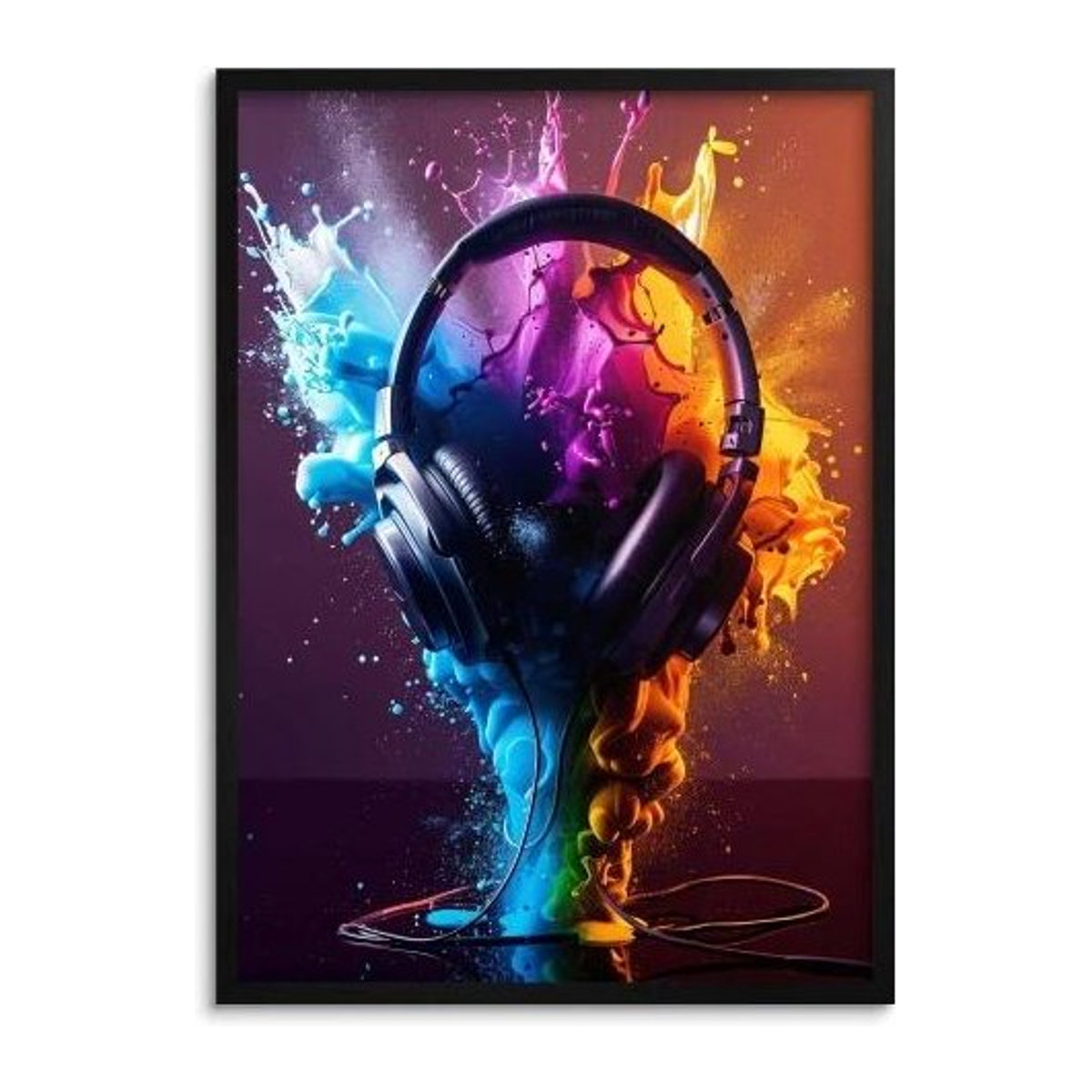 Jugendposter mit Rahmen Motiv Kopfhörer und Musik für Teenager, B x H: 50 x 70 cm, Multicolor - Bild 1