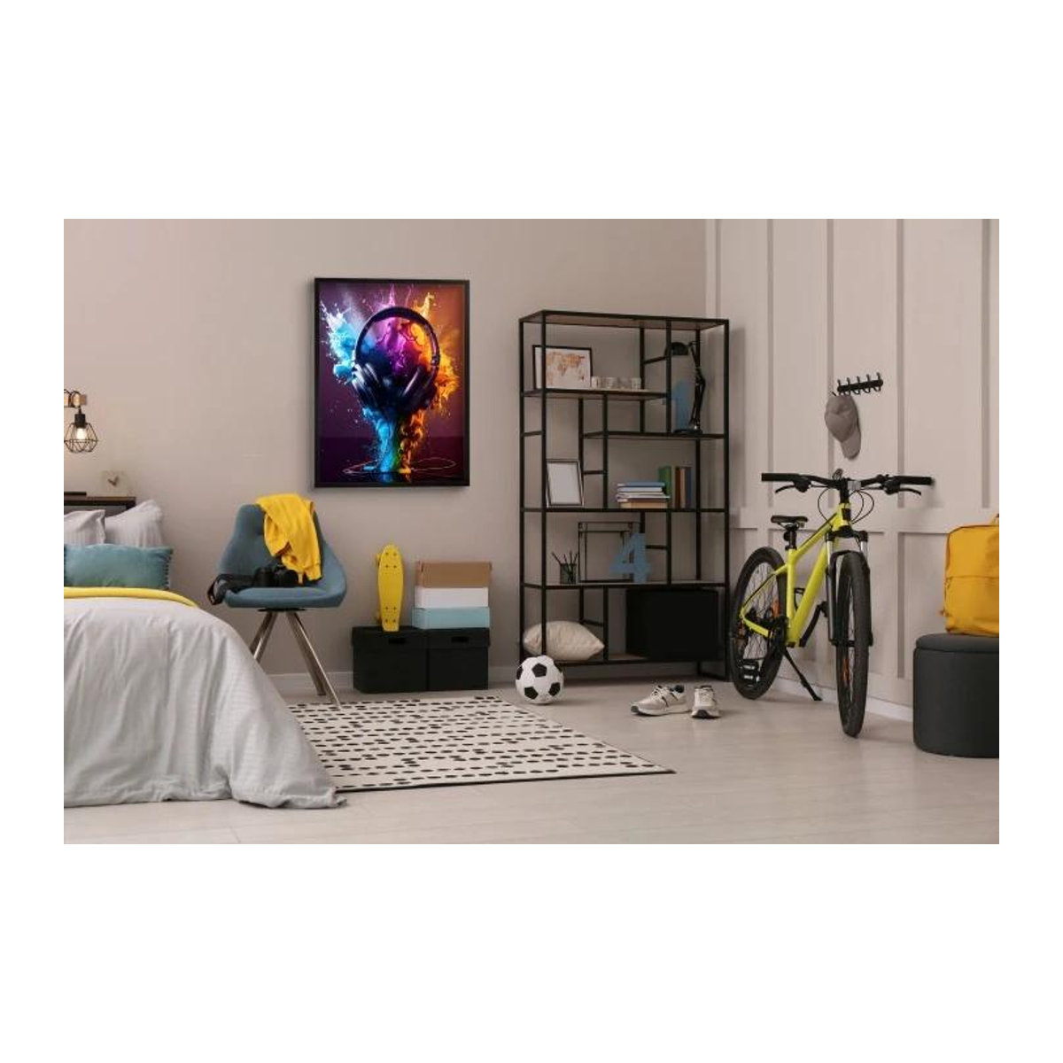 Jugendposter mit Rahmen Motiv Kopfhörer und Musik für Teenager, B x H: 50 x 70 cm, Multicolor - Bild 3
