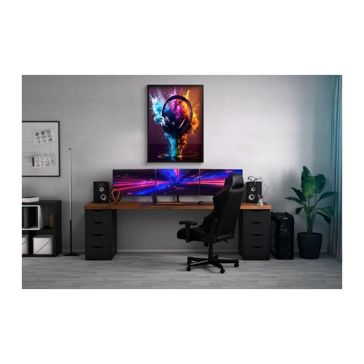Jugendposter mit Rahmen Motiv Kopfhörer und Musik für Teenager, B x H: 50 x 70 cm, Multicolor - Bild 4