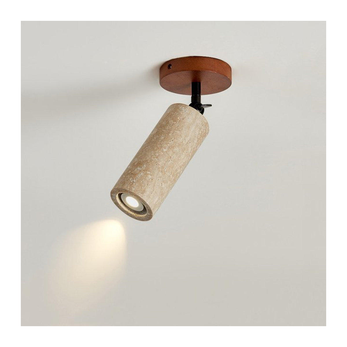 Juhaw Deckenlampe aus gelbem Travertin im Wabi Sabi-Stil in Walnuss und Beige, moderne minimalistische Naturstein-Leuchte - Bild 1