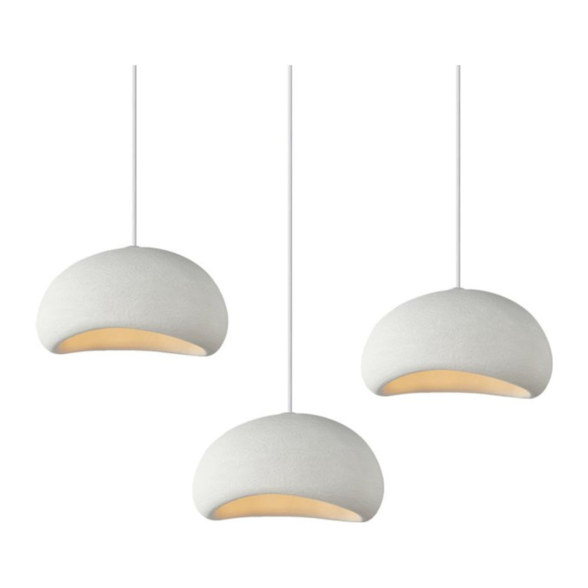 Juhaw Wabi Sabi Kronleuchter im skandinavischen Design mit 3 Kopf Scheiben in Grau und Weiß, Durchmesser: 20 cm - Bild 1