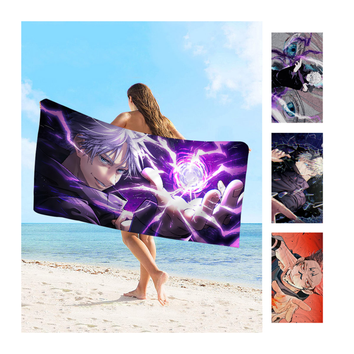 Jujutsu Kaisen Gojo Satoru Mikrofasertuch Multicolor, saugfähig und schnelltrocknend für Strand, Yoga oder Schwimmbad - Bild 1