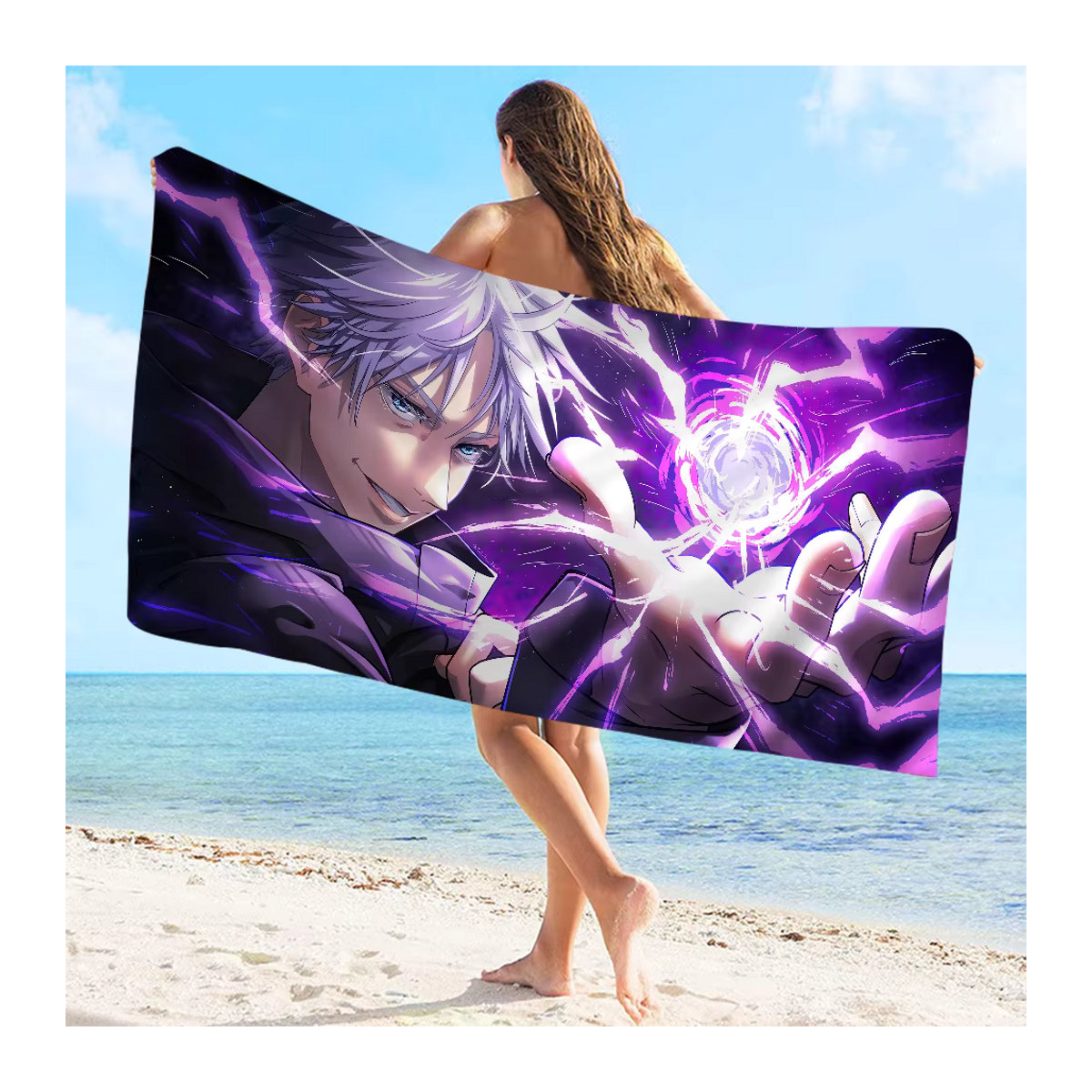 Jujutsu Kaisen Gojo Satoru Mikrofasertuch Multicolor, saugfähig und schnelltrocknend für Strand, Yoga oder Schwimmbad - Bild 4