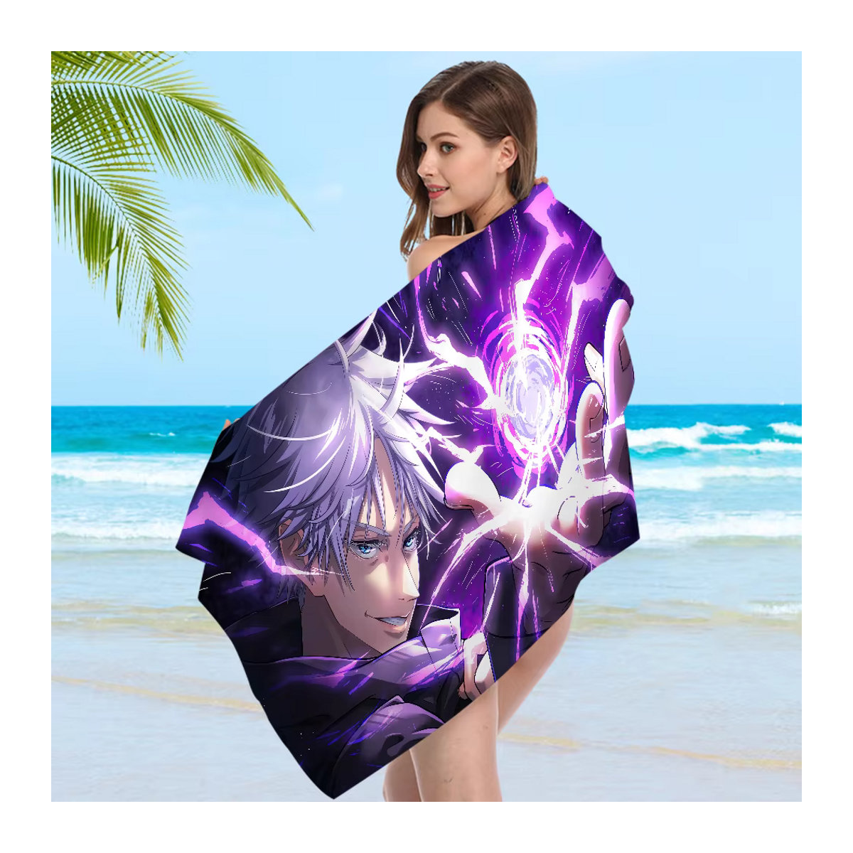Jujutsu Kaisen Gojo Satoru Mikrofasertuch Multicolor, saugfähig und schnelltrocknend für Strand, Yoga oder Schwimmbad - Bild 6