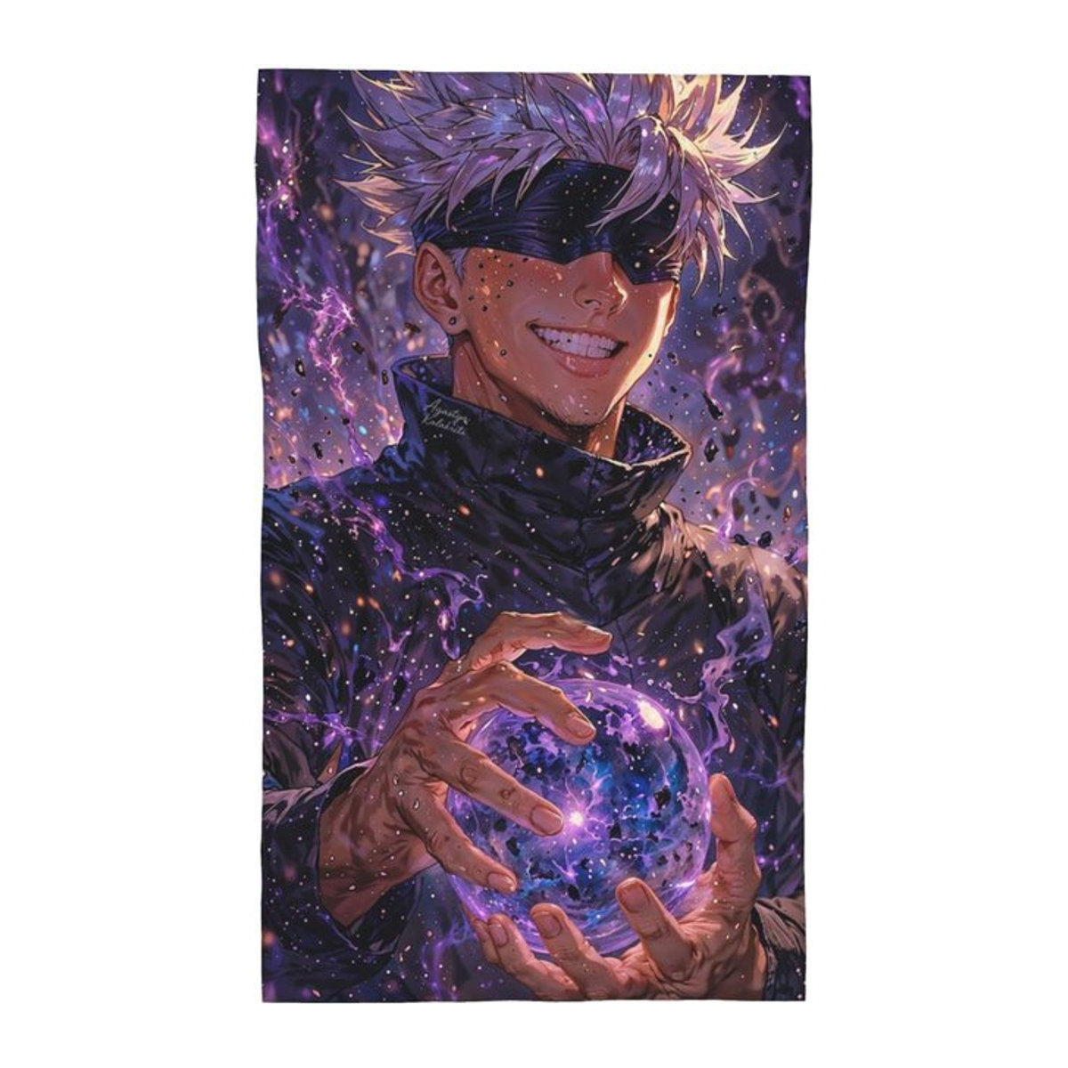 Jujutsu Kaisen Satoru Gojo Handtuch aus Baumwolle, weiß, B: 30 cm, H: 60 cm - Bild 1