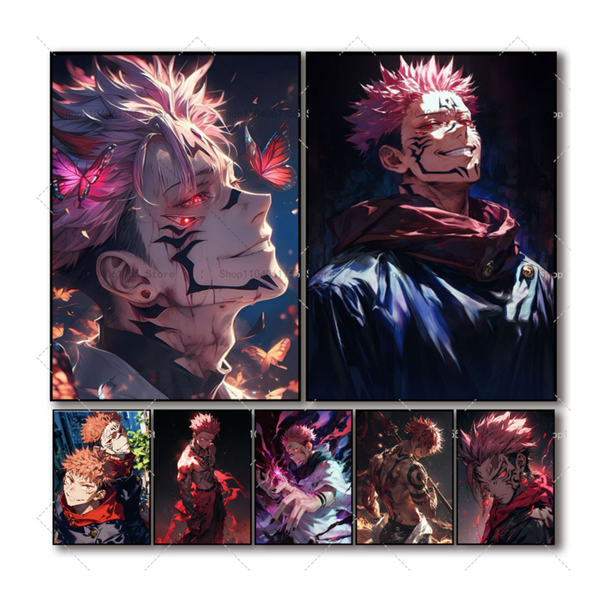 Jujutsu Kaisen Sukuna Poster Selbstklebender Wasserdichter Papier Aufkleber für Wanddekoration in Haus, Bar oder Zimmer - Bild 1