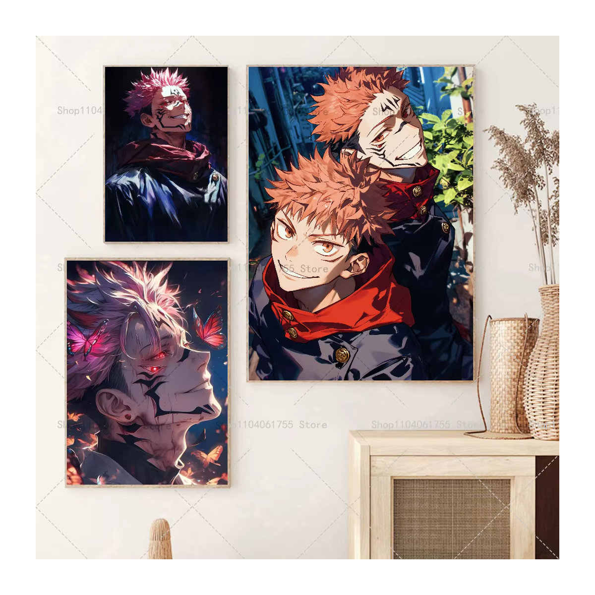 Jujutsu Kaisen Sukuna Poster Selbstklebender Wasserdichter Papier Aufkleber für Wanddekoration in Haus, Bar oder Zimmer - Bild 2