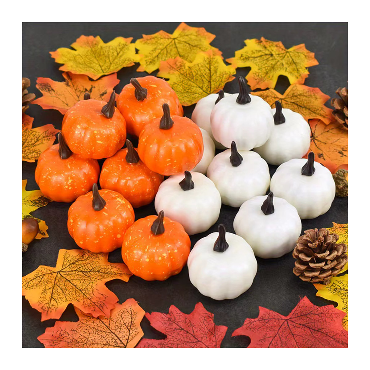 JXB Künstliche Kürbisse in Weiß für Halloween und Ernte-Dekoration, 5,5 cm - Bild 3