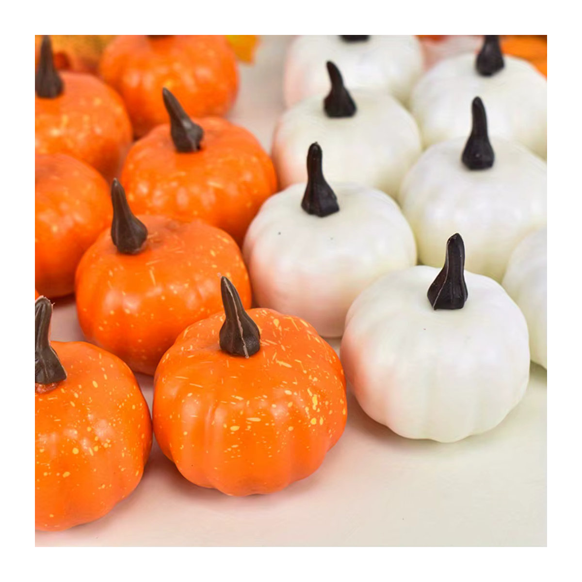 JXB Künstliche Kürbisse in Weiß für Halloween und Ernte-Dekoration, 5,5 cm - Bild 4