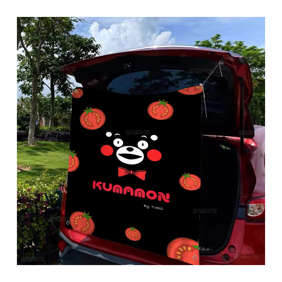 k-kumaones Camping Flagge mit Tier-Motiv in Schwarz, Rechteckiges Textil-Banner im Aesthetic-Stil - Bild 2