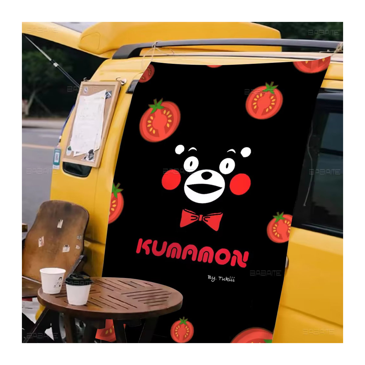 k-kumaones Camping Flagge mit Tier-Motiv in Schwarz, Rechteckiges Textil-Banner im Aesthetic-Stil - Bild 3