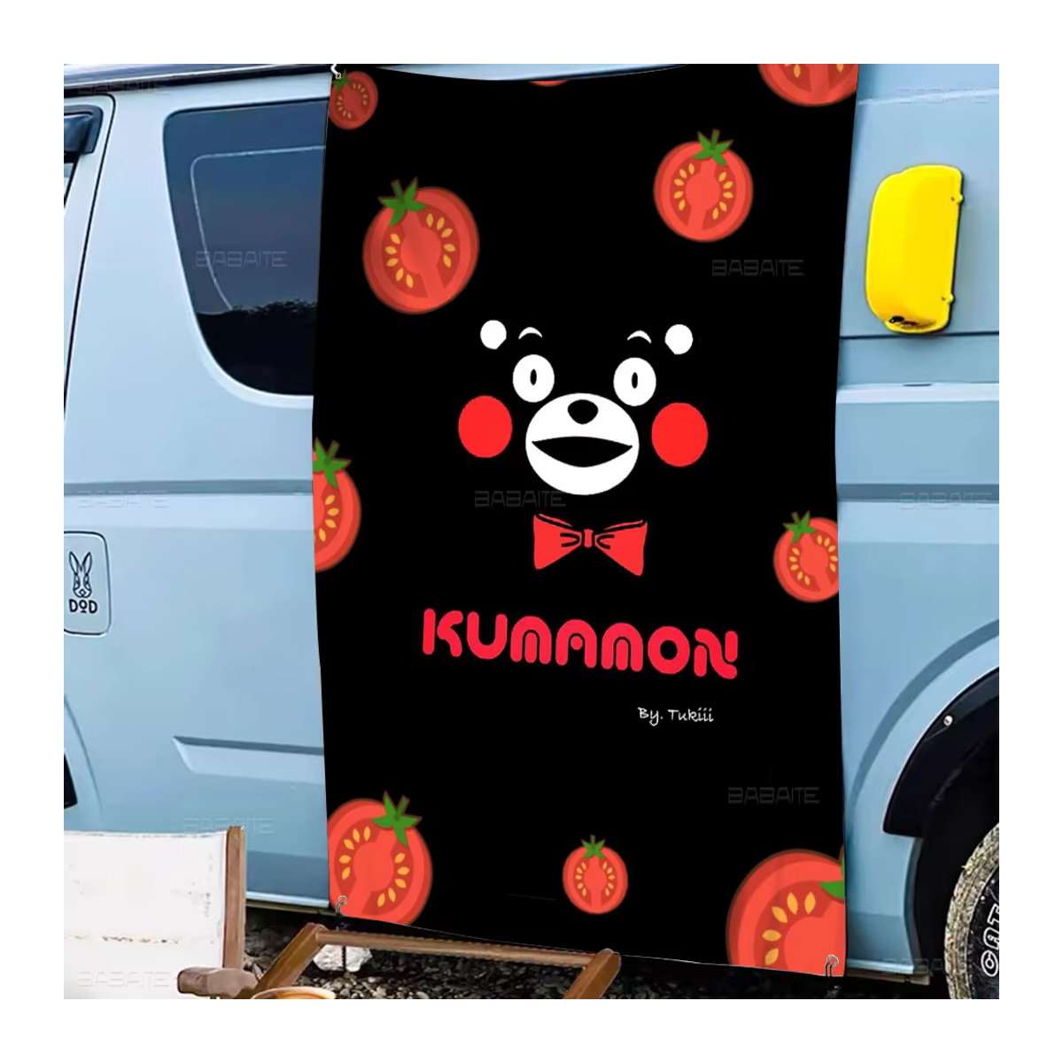 k-kumaones Camping Flagge mit Tier-Motiv in Schwarz, Rechteckiges Textil-Banner im Aesthetic-Stil - Bild 4