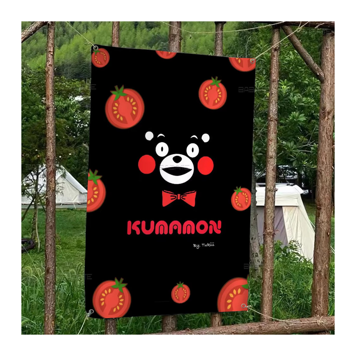 k-kumaones Camping Flagge mit Tier-Motiv in Schwarz, Rechteckiges Textil-Banner im Aesthetic-Stil - Bild 5