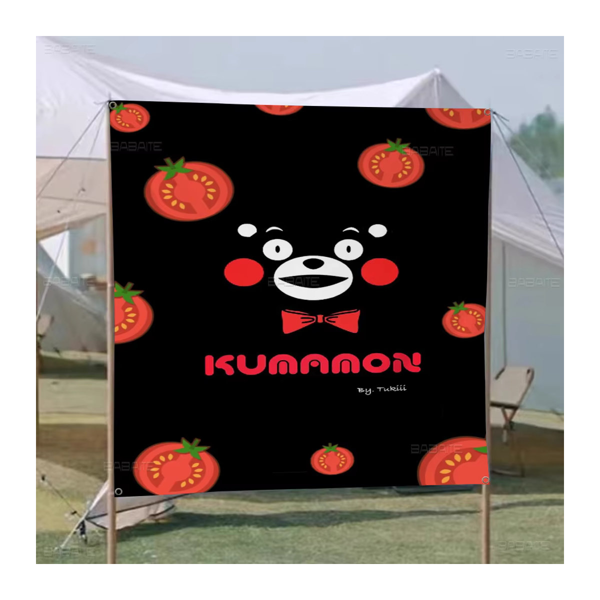 k-kumaones Camping Flagge mit Tier-Motiv in Schwarz, Rechteckiges Textil-Banner im Aesthetic-Stil - Bild 6