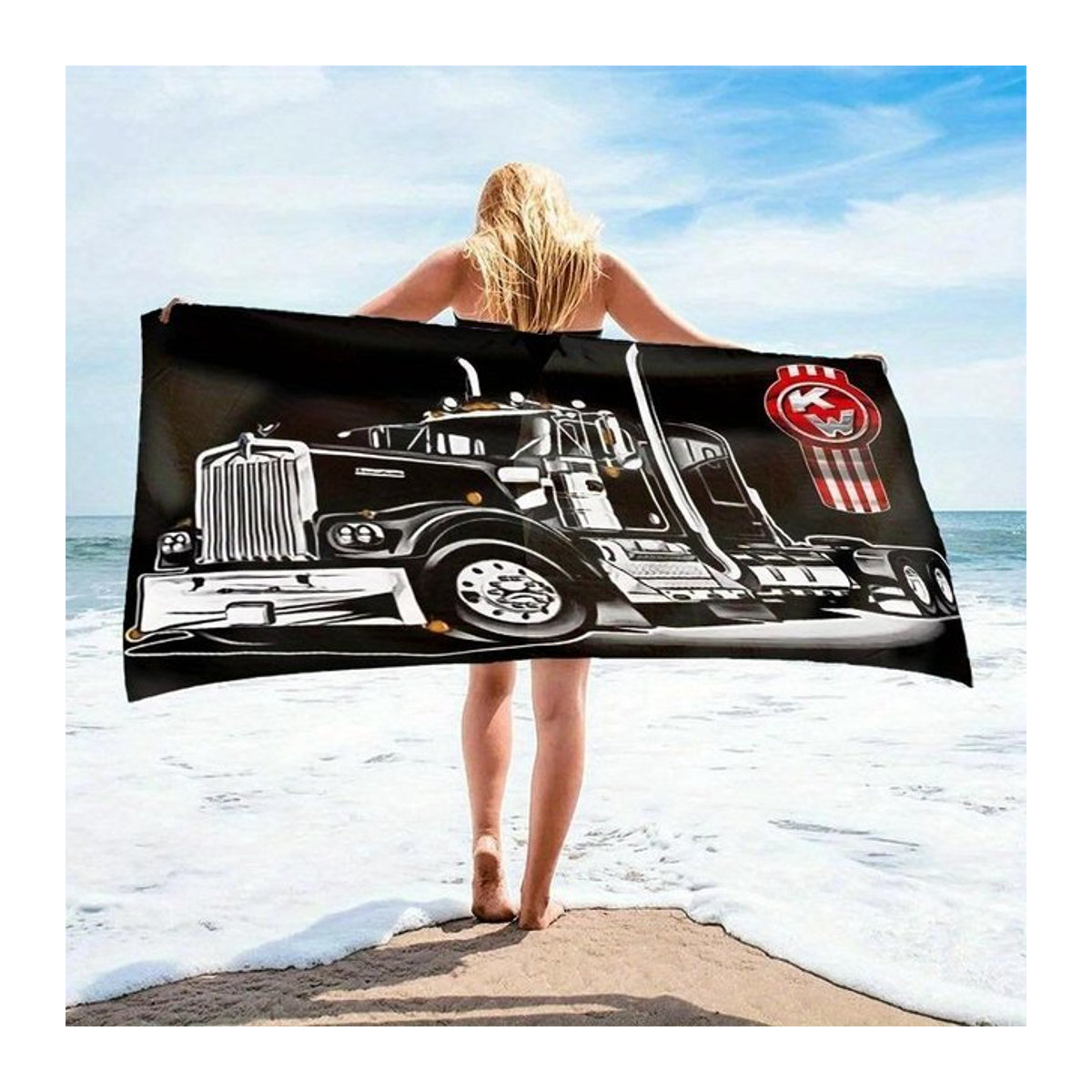 Ka Chen Muda Strandtuch LKW-Fahrer Motiv aus Polyester, schnelltrocknend und weich, B: 40 cm, H: 60 cm - Bild 1