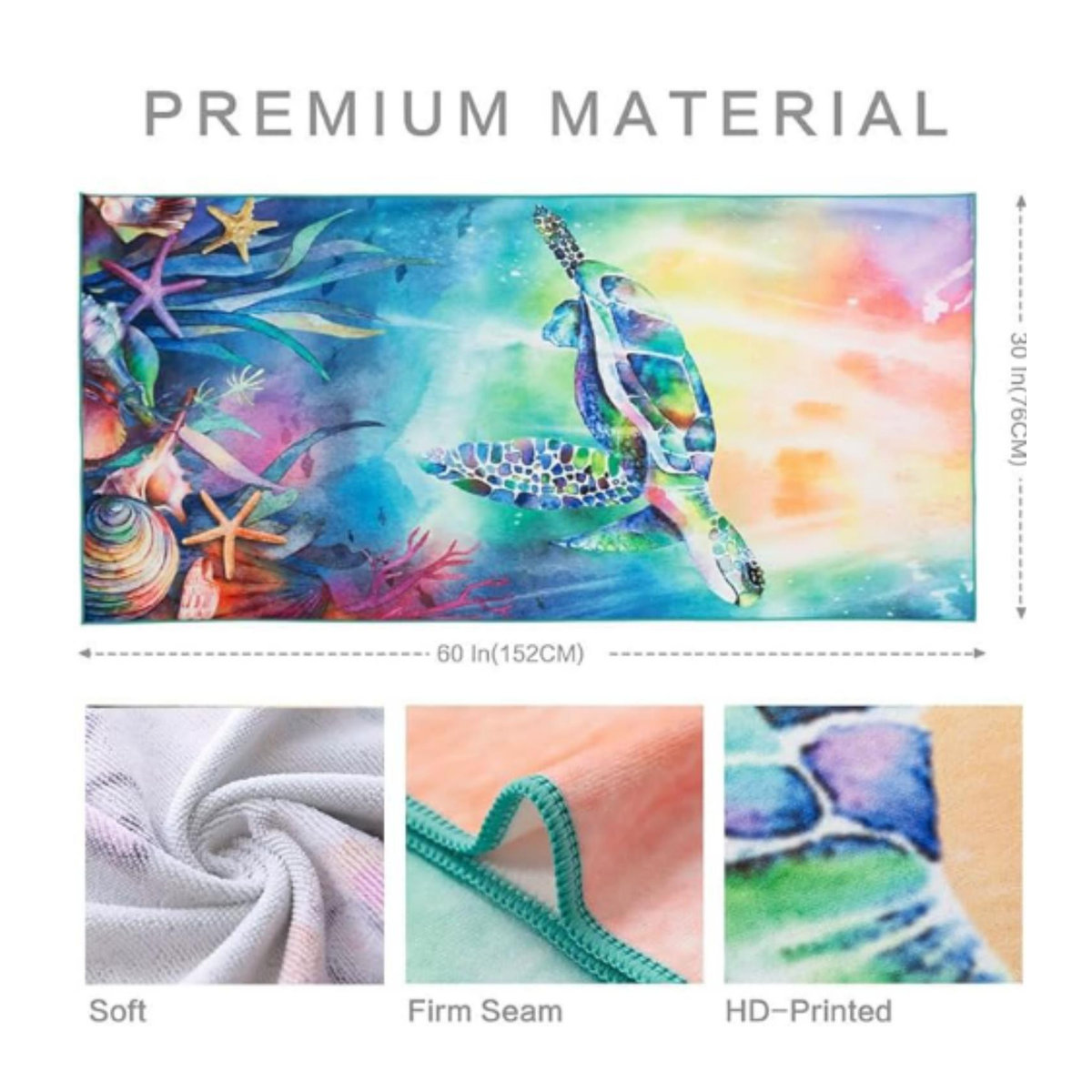 Ka Chen Muda Strandtuch Meeresschildkröte Tie Dye in Multicolor, extra groß und schnelltrocknend aus Mikrofaser-Frottee, B: 140 cm, L: 180 cm - Bild 2
