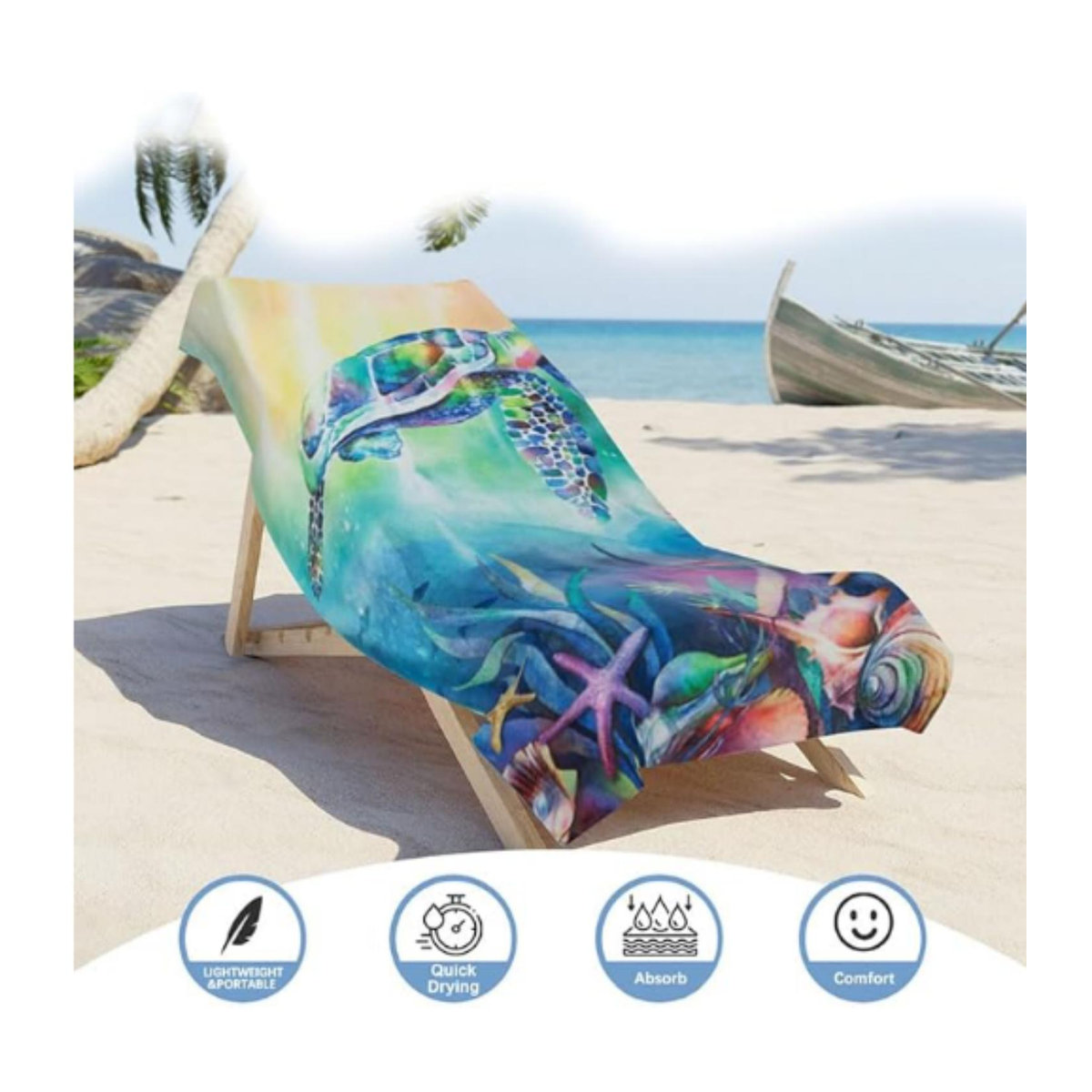Ka Chen Muda Strandtuch Meeresschildkröte Tie Dye in Multicolor, extra groß und schnelltrocknend aus Mikrofaser-Frottee, B: 140 cm, L: 180 cm - Bild 3