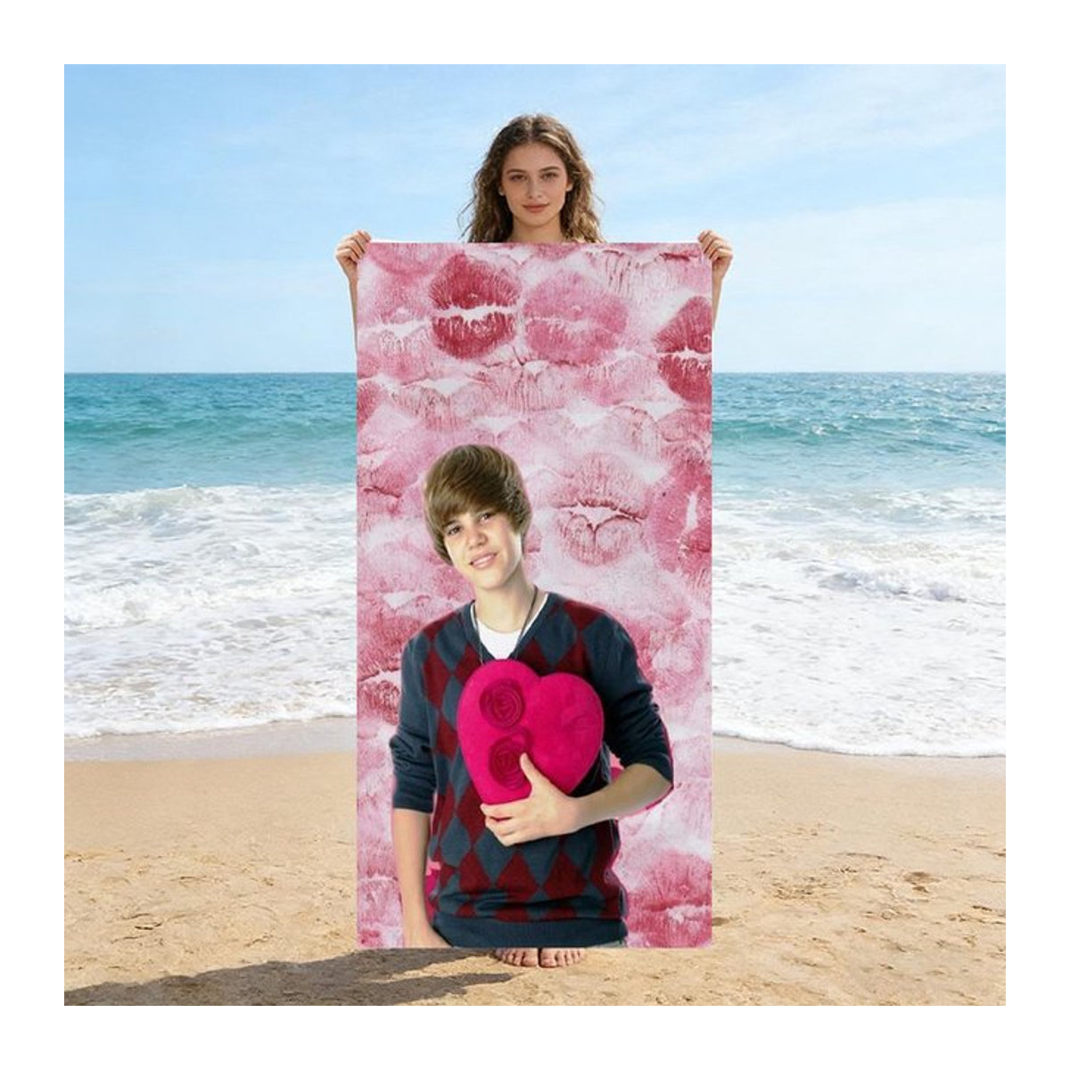 Ka Chen Muda Strandtuch mit Lippenabdruck-Design, super saugfähig, B: 76 cm, H: 152 cm - Bild 1