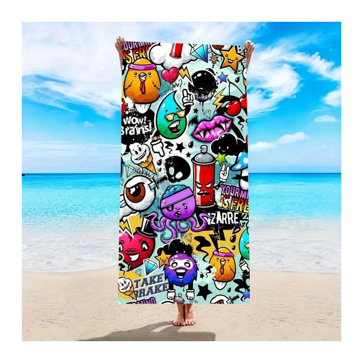 Ka Chen Muxi Strandtuch aus Mikrofaser mit Pop-Art-Druck und tropischem geometrischem Muster, Breite: 30 cm, Höhe: 60 cm - Bild 1