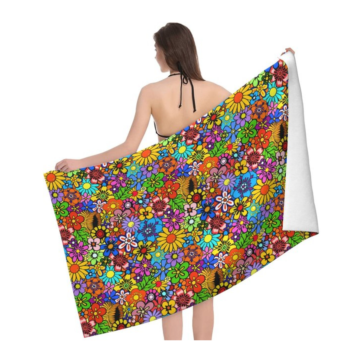 Ka Chen Muxi Strandtuch Hippie Blume Vintage Multicolor, weich und saugfähig aus Mikrofaser, Breite: 40 cm, Höhe: 60 cm - Bild 1