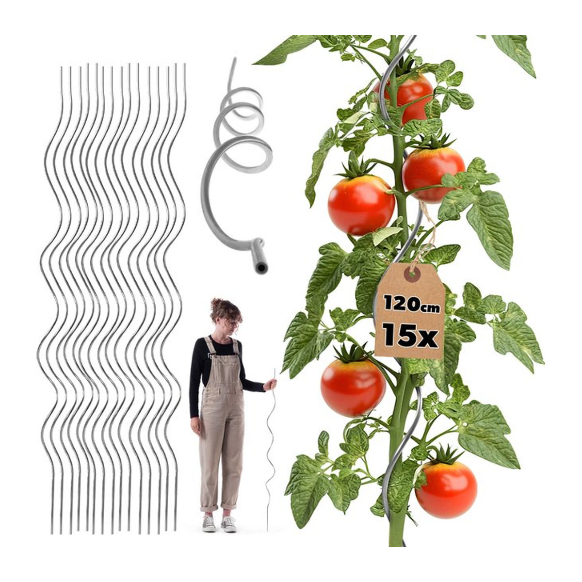 KADAX Aluminium-Spiral-Pflanzenstütze, 15 Stück, Höhe: 120 cm - Bild 1