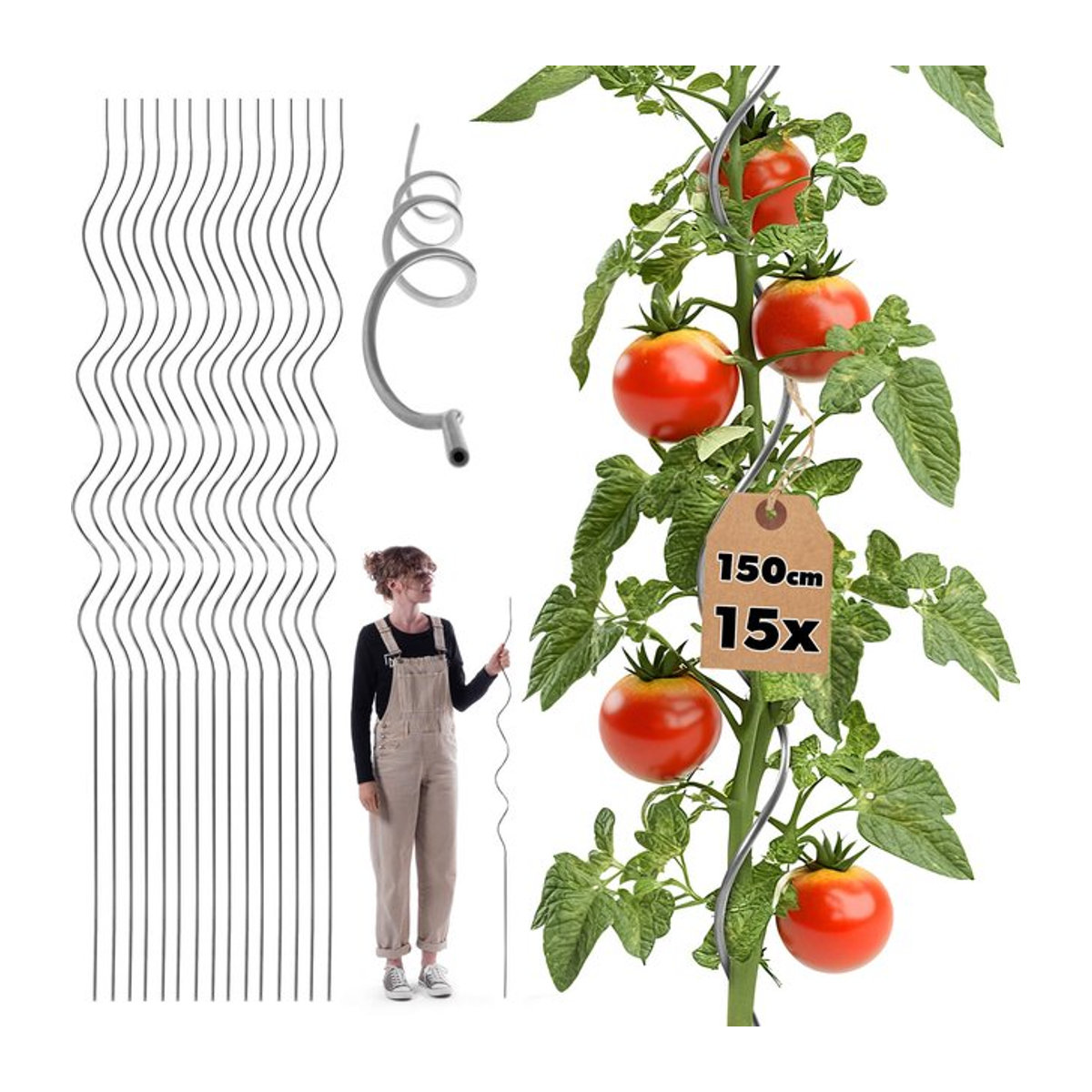 KADAX Aluminium-Spiral-Pflanzenstütze, 15 Stück, Höhe: 150 cm - Bild 1