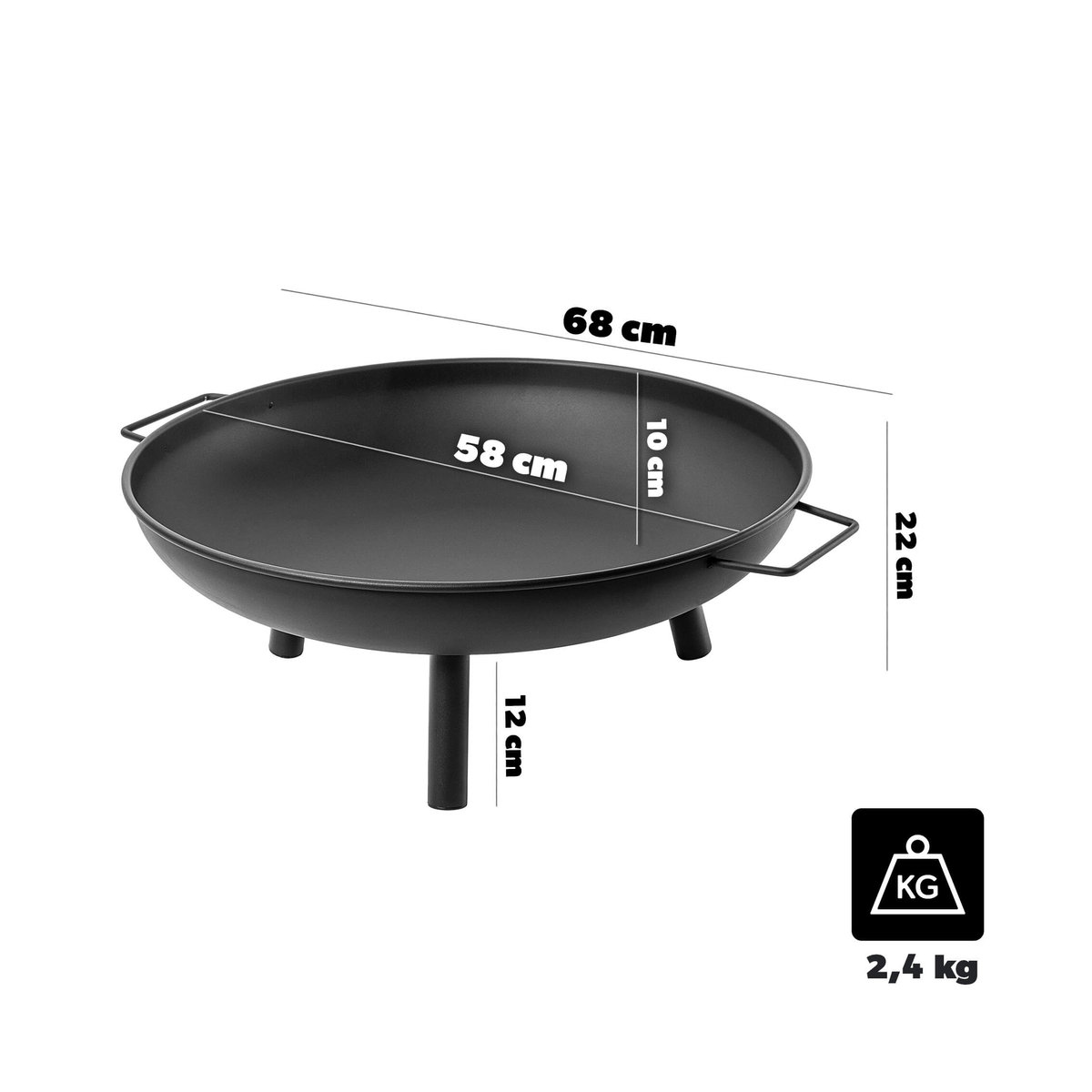 KADAX Feuerstelle Garten Schwarz aus Stahl für Lagerfeuer und Grill mit Durchmesser: 58 cm - Bild 2