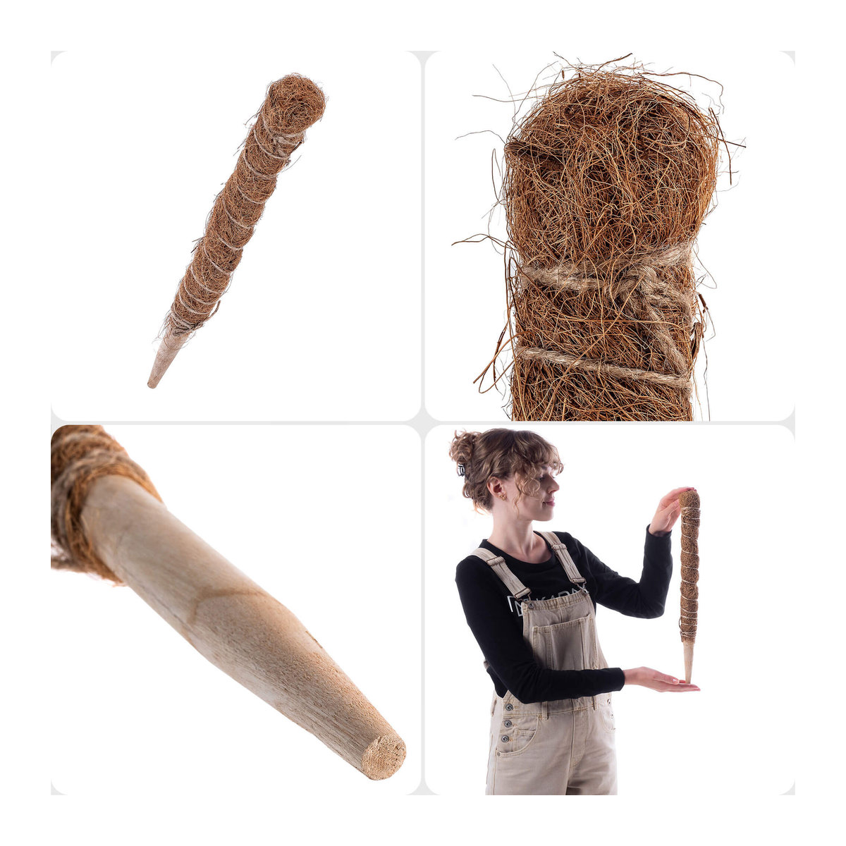 KADAX Holz-Kokos Pflanzenstab als Topfpflanzenstütze, 4 Stück, Höhe: 45 cm - Bild 3
