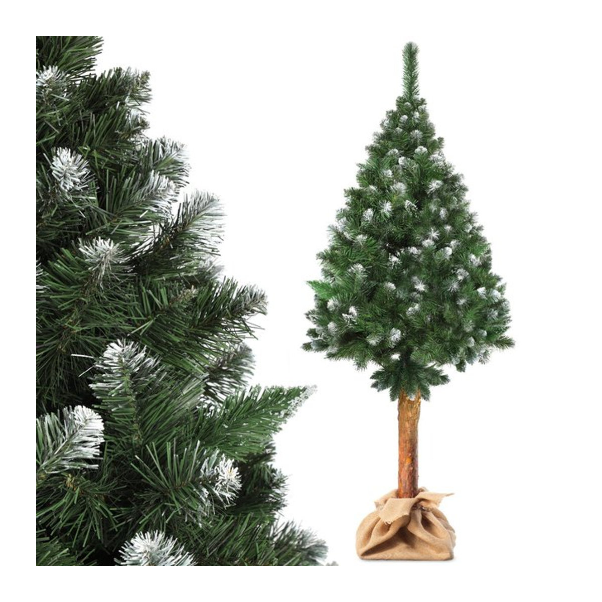 KADAX Künstlicher Weihnachtsbaum Kiefer mit Diamantkristallen und Jute auf Stamm, grün, Höhe: 180 cm - Bild 1