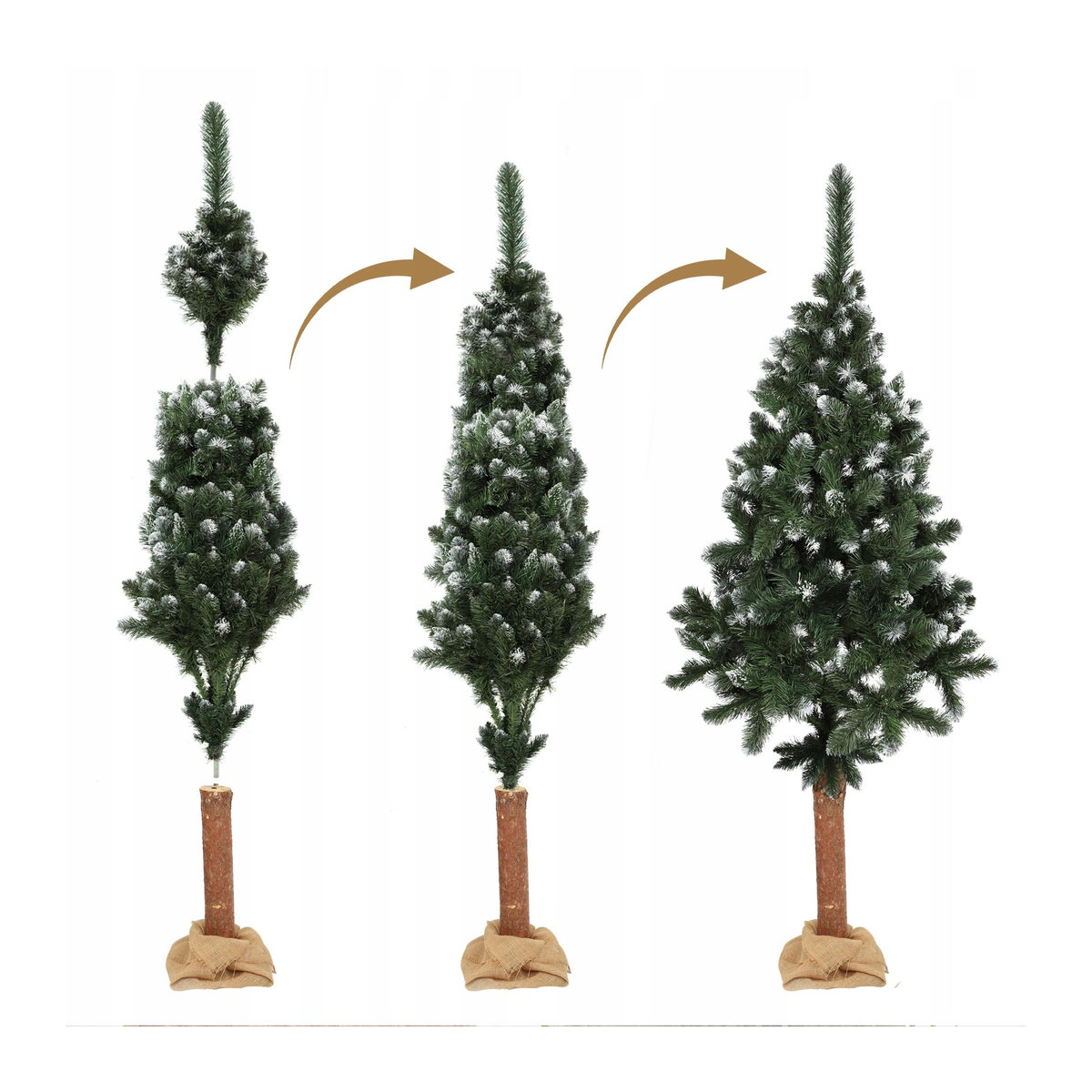 KADAX Künstlicher Weihnachtsbaum Kiefer mit Diamantkristallen und Jute auf Stamm, grün, Höhe: 180 cm - Bild 2
