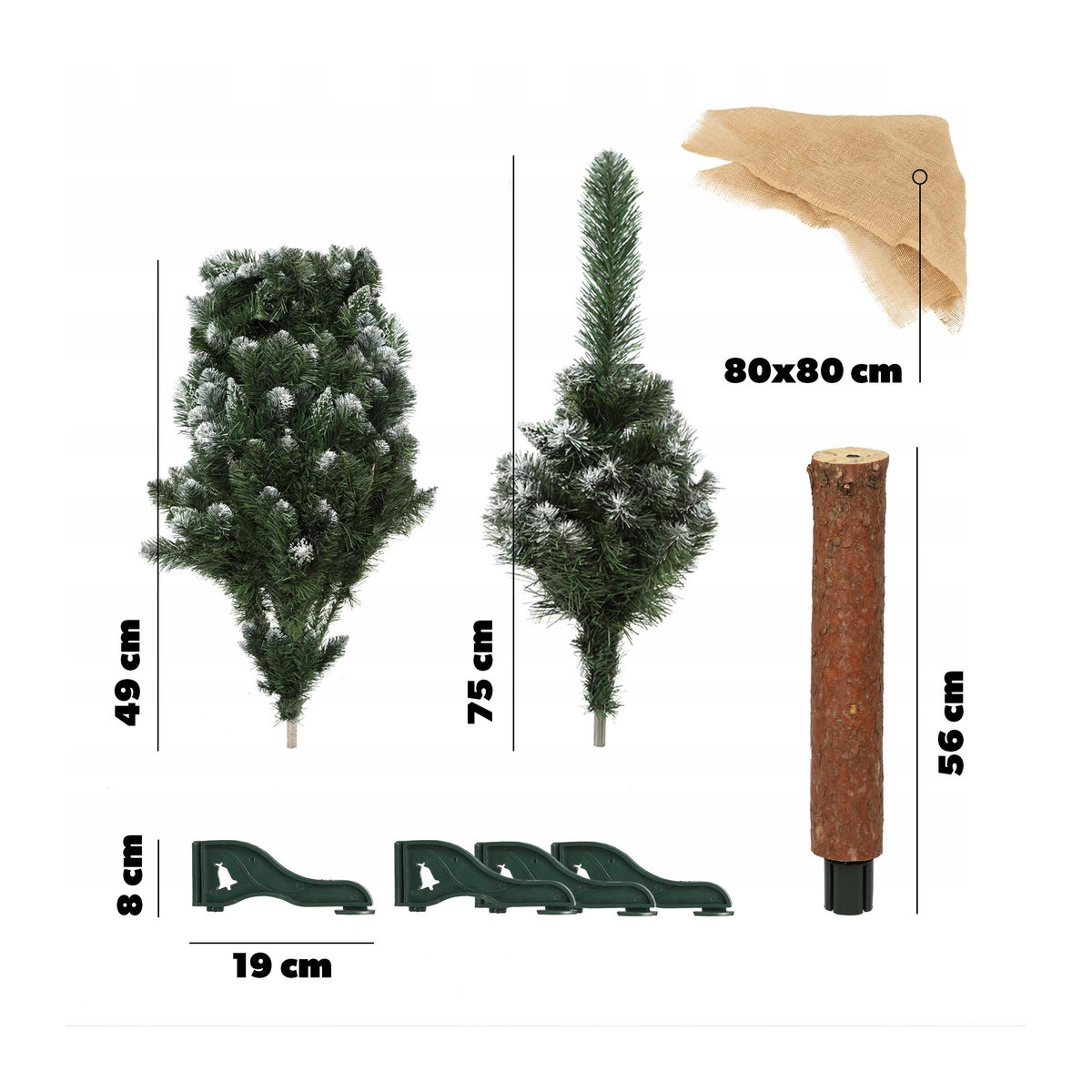KADAX Künstlicher Weihnachtsbaum Kiefer mit Diamantkristallen und Jute auf Stamm, grün, Höhe: 180 cm - Bild 3